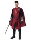 Déguisement de chevalier rouge luxe pour adulte avec cape et croix grise