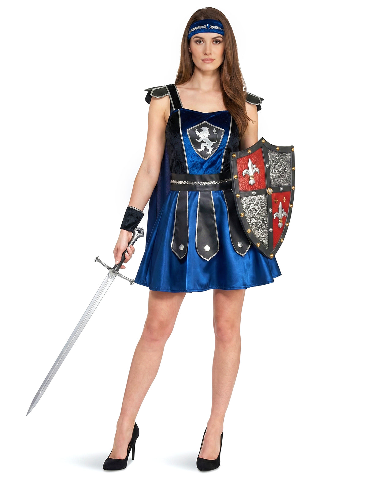 Kostüm Ritterin blau schwarz für Damen