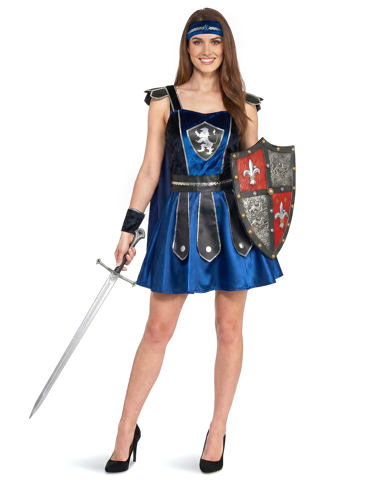 Kostüm Ritterin blau schwarz für Damen