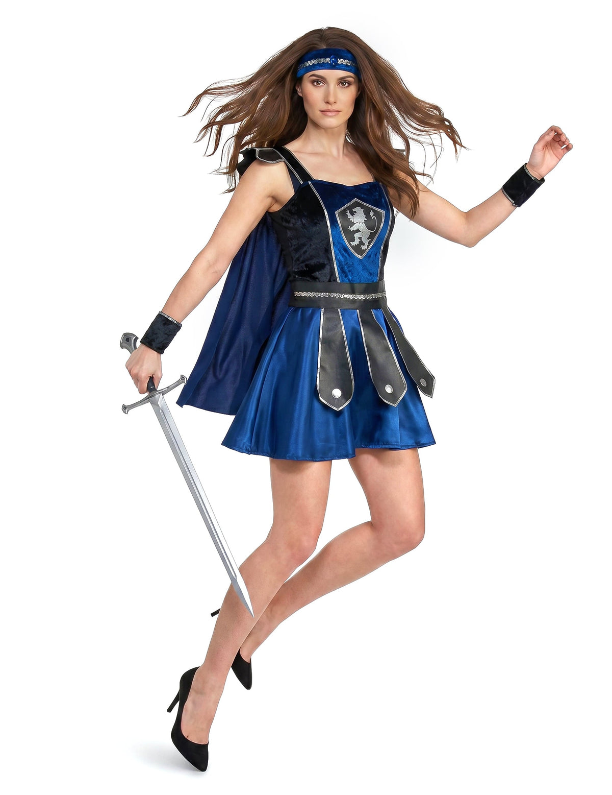 Kostüm Ritterin blau schwarz für Damen