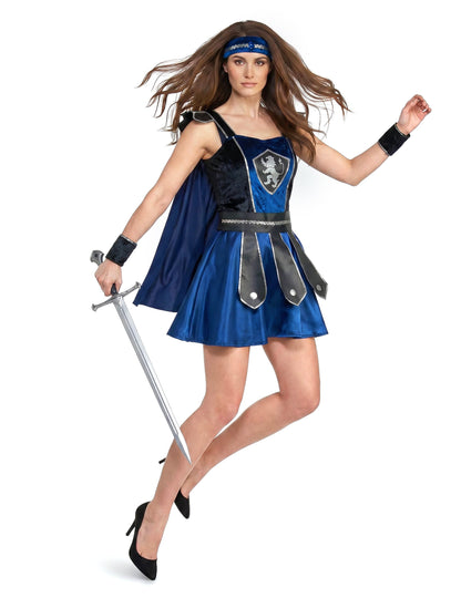 Kostüm Ritterin blau schwarz für Damen