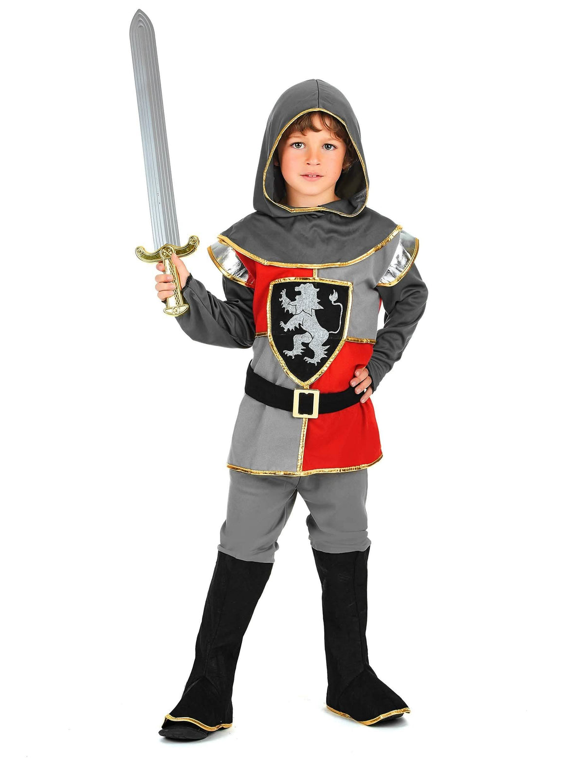 Vue du costume de chevalier du déguisement de couple chevalier et princesse pour enfant