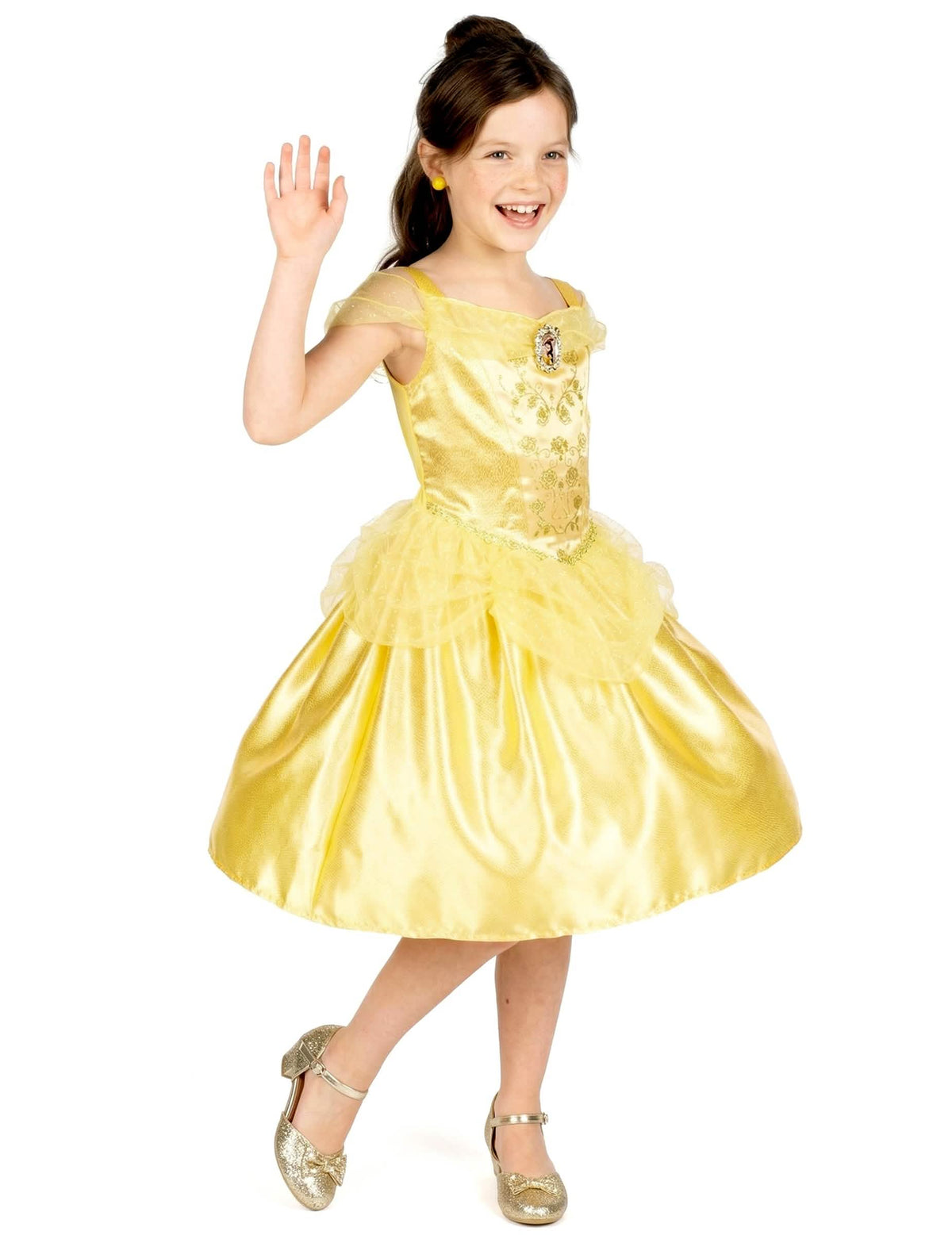 Pose dynamique du déguisement classique Belle pour fille