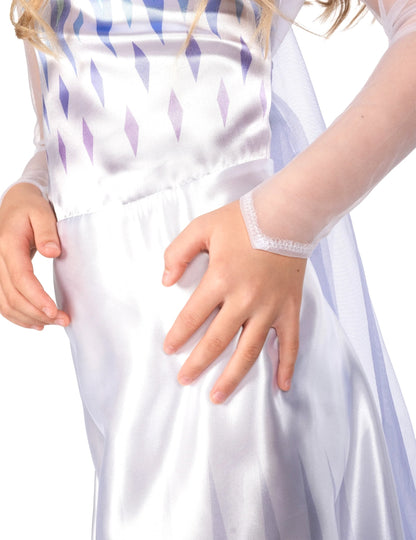 Détail de la jupe satinée et du voile du déguisement classique Elsa la reine des neiges 2