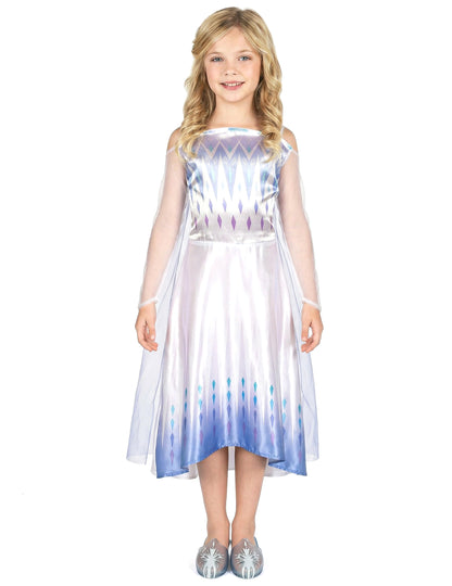 Déguisement classique Elsa la reine des neiges 2 pour fille blanc avec détails bleus
