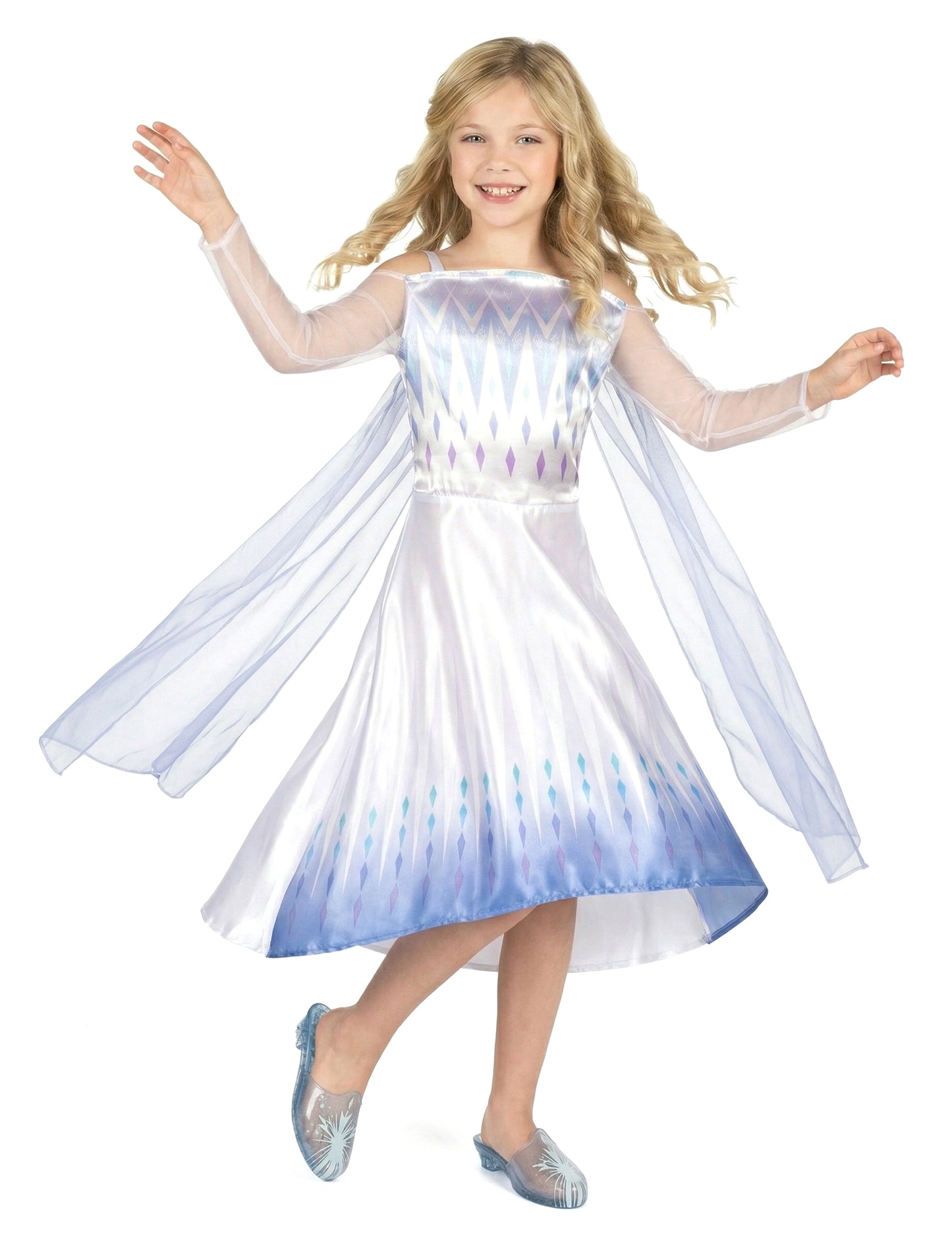 Vue d'ensemble de face du déguisement classique Elsa la reine des neiges 2