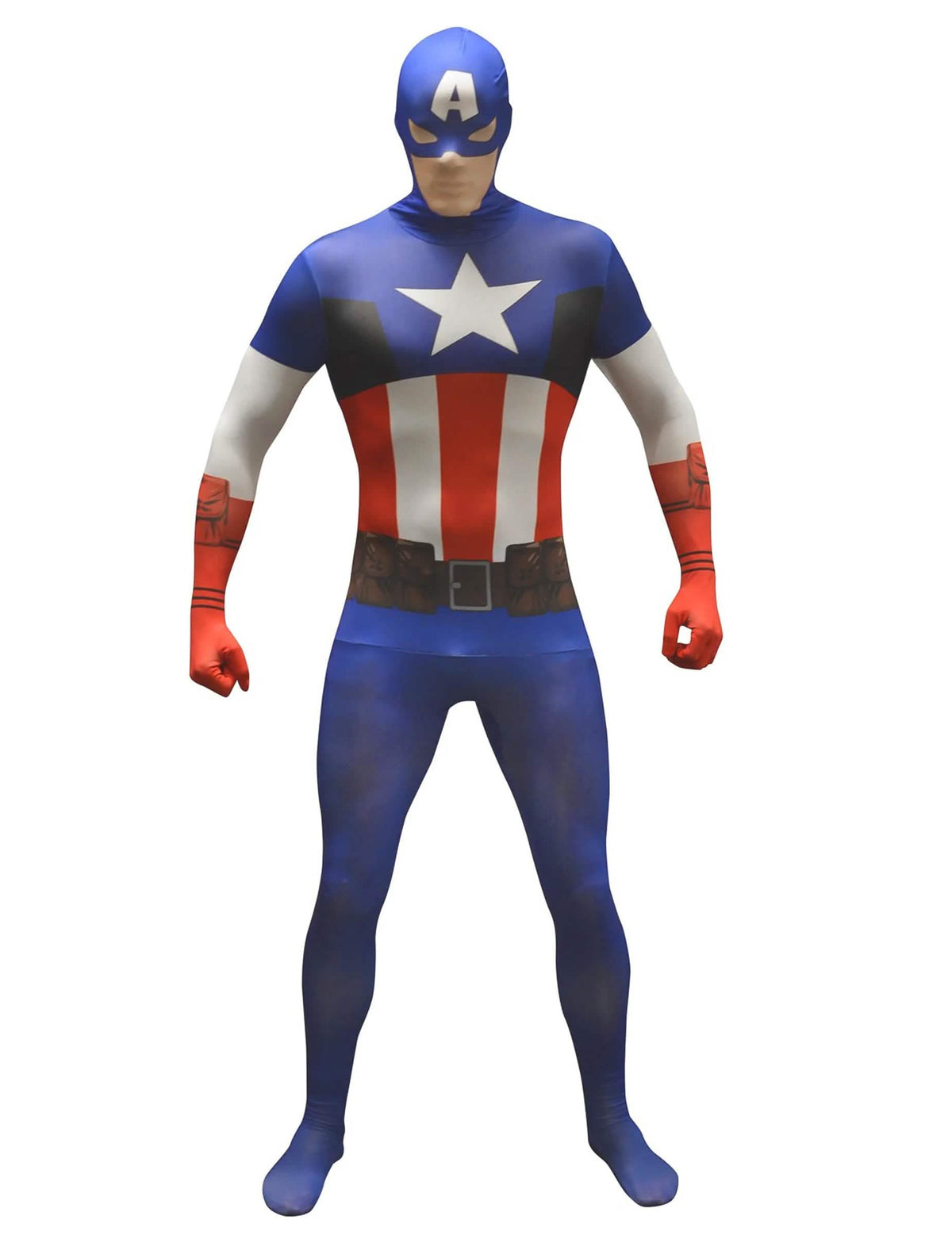 Vorderansicht des klassischen Captain America™ Morphsuits™ Kostüms