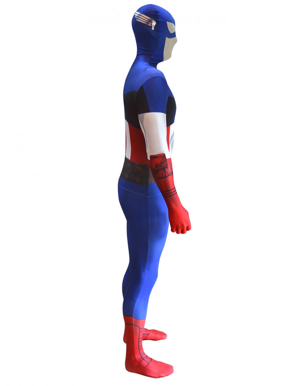 Seitenansicht des klassischen Captain America™ Morphsuits™-Kostüms