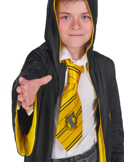 Gros plan sur la cravate du déguisement classique Poufsouffle Harry Potter pour enfant