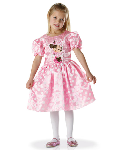 Klassisches Minnie-Kostümkleid für Mädchen, rosa mit weißen Punkten