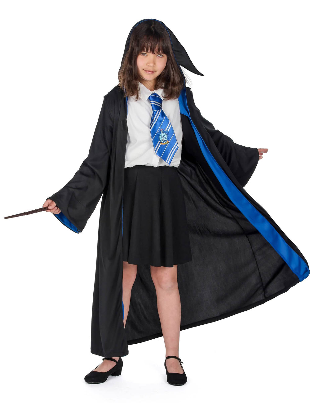 Klassisches Ravenclaw-Harry-Potter-Kostüm für Kinder Schwarz und Blau mit Krawatte