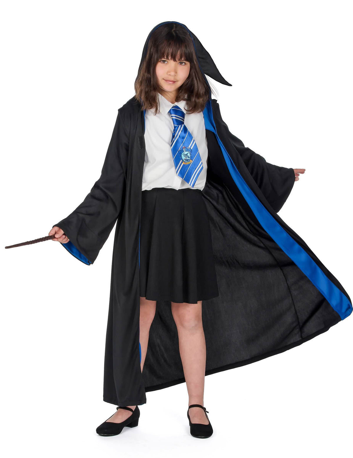Klassisches Ravenclaw-Harry-Potter-Kostüm für Kinder Schwarz und Blau mit Krawatte