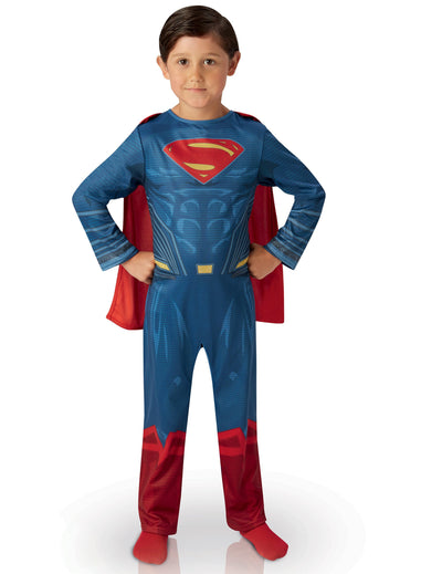 Klassisches Superman Justice League™-Kostüm für Jungen in Blau und Rot mit Umhang