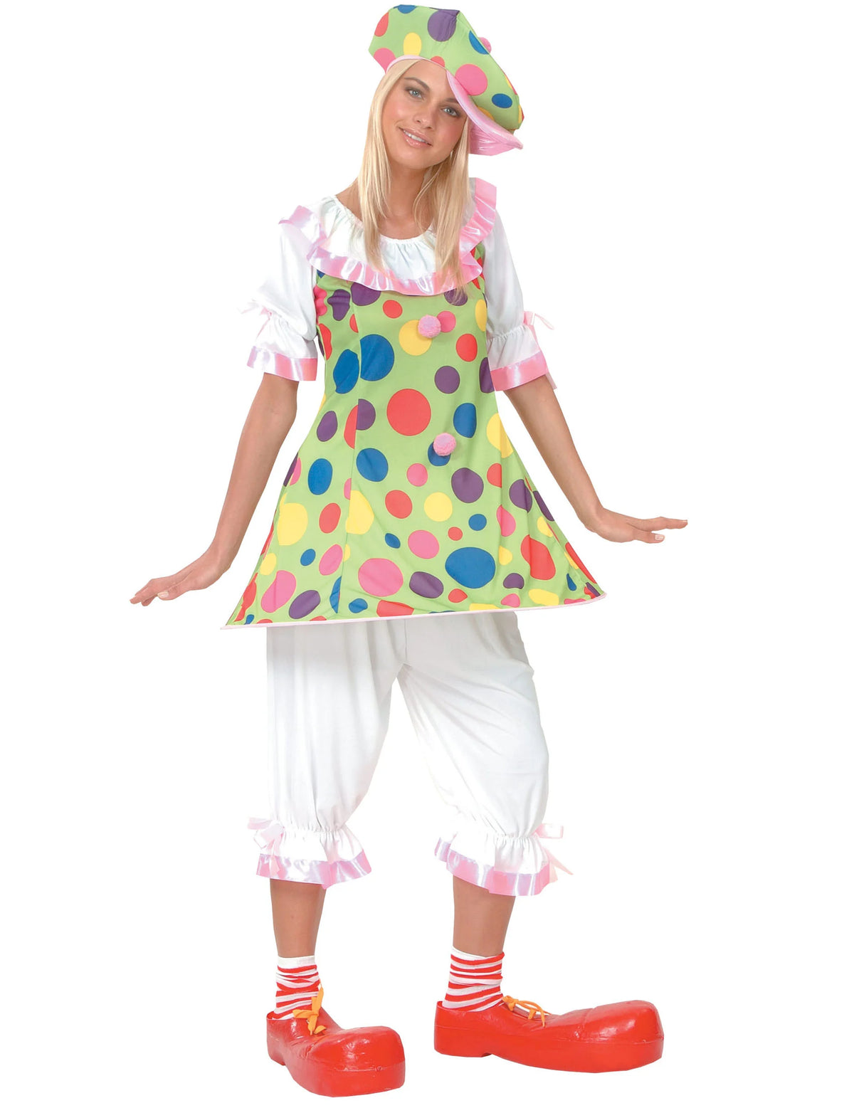 Déguisement de couple clown à pois adulte