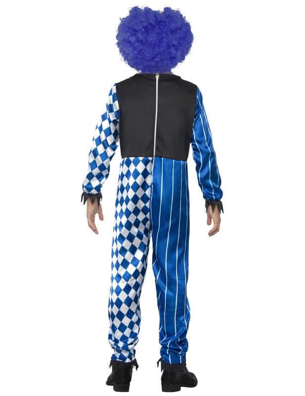 Rückansicht des Harlekin-Clown-Kostüms
