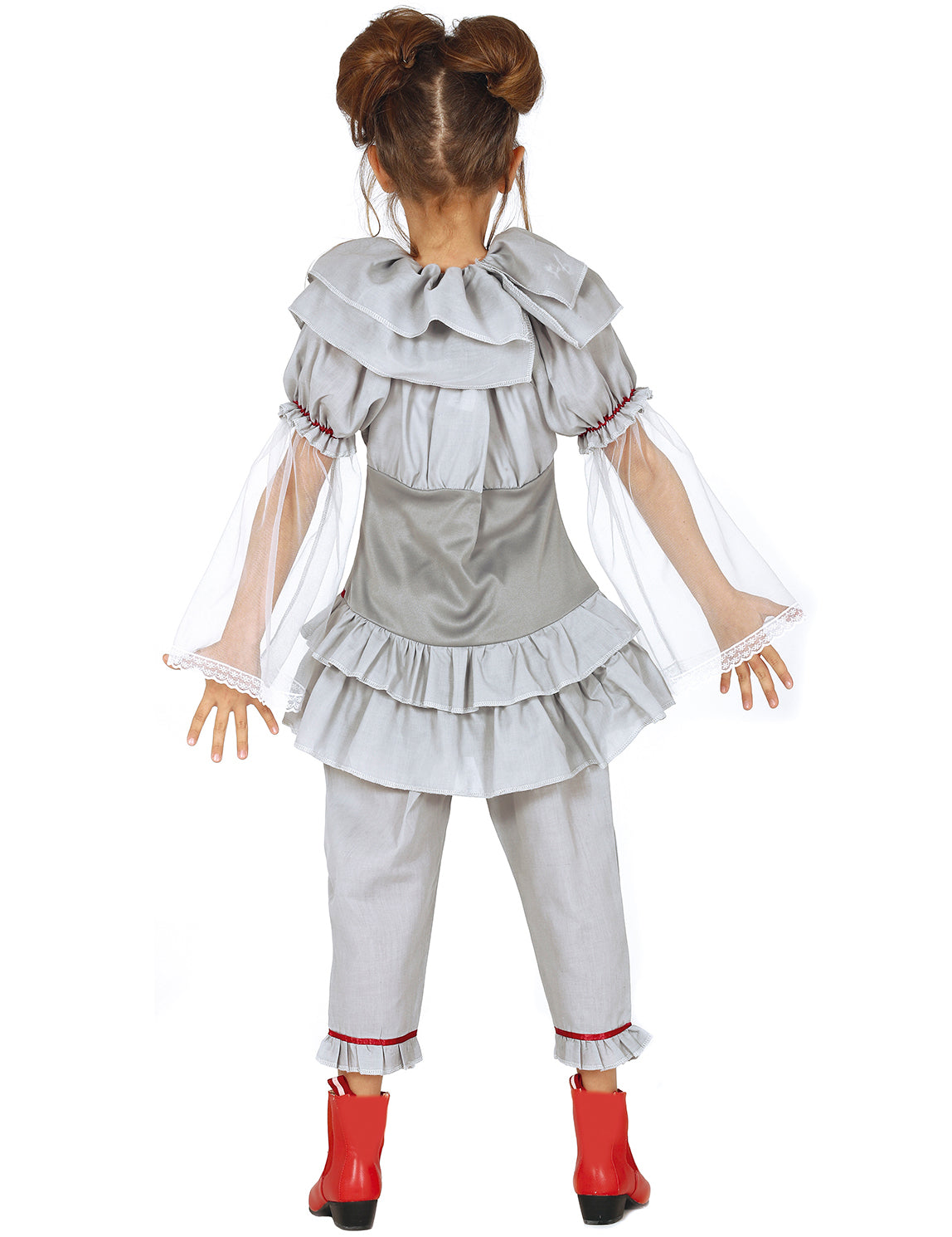 Vue de dos du déguisement de clown assassin pour fille