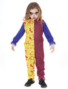 Déguisement de clown pour enfant jaune et bordeaux avec taches de sang