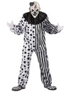 Déguisement clown monstrueux pour adulte noir et blanc à pois et rayures