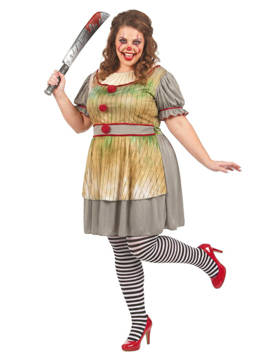 Damenkostüm gruseliger Clown Psycho-Clown Oversize große Größe