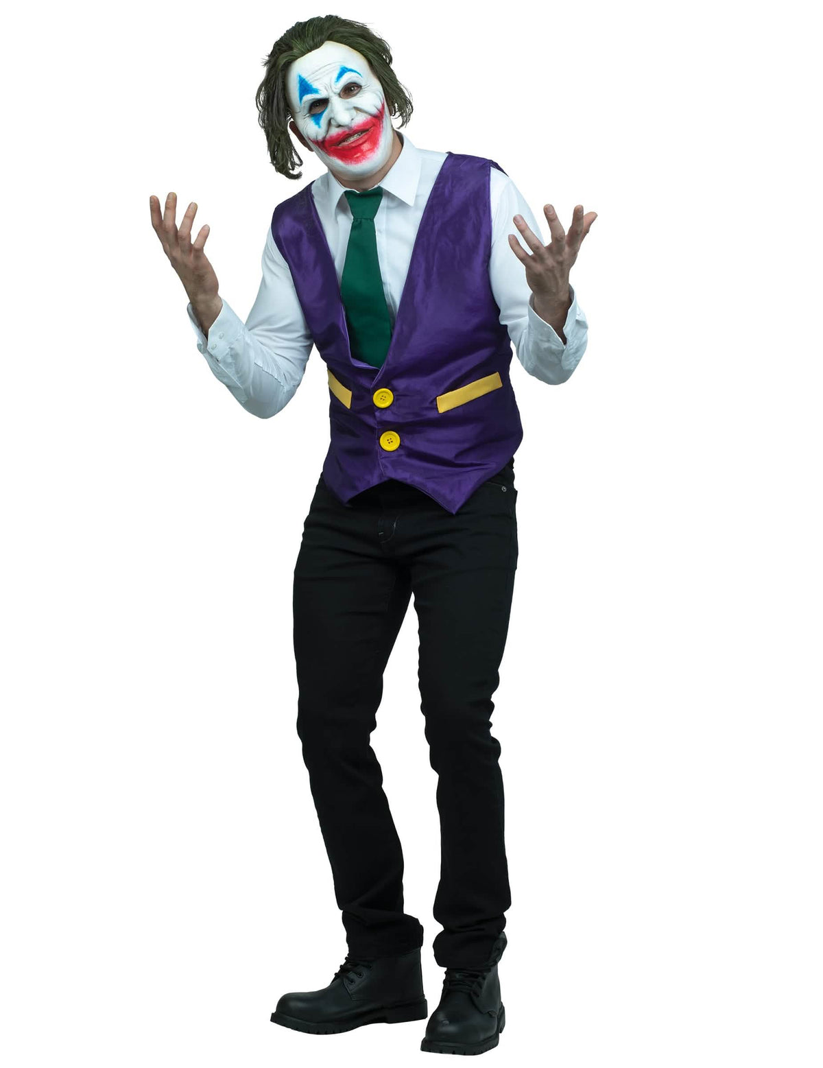 Clown-Verkleidung mit Engelslächeln für Erwachsene Violett und Grün
