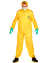 Déguisement combinaison contamination pour adulte jaune avec masque et gants