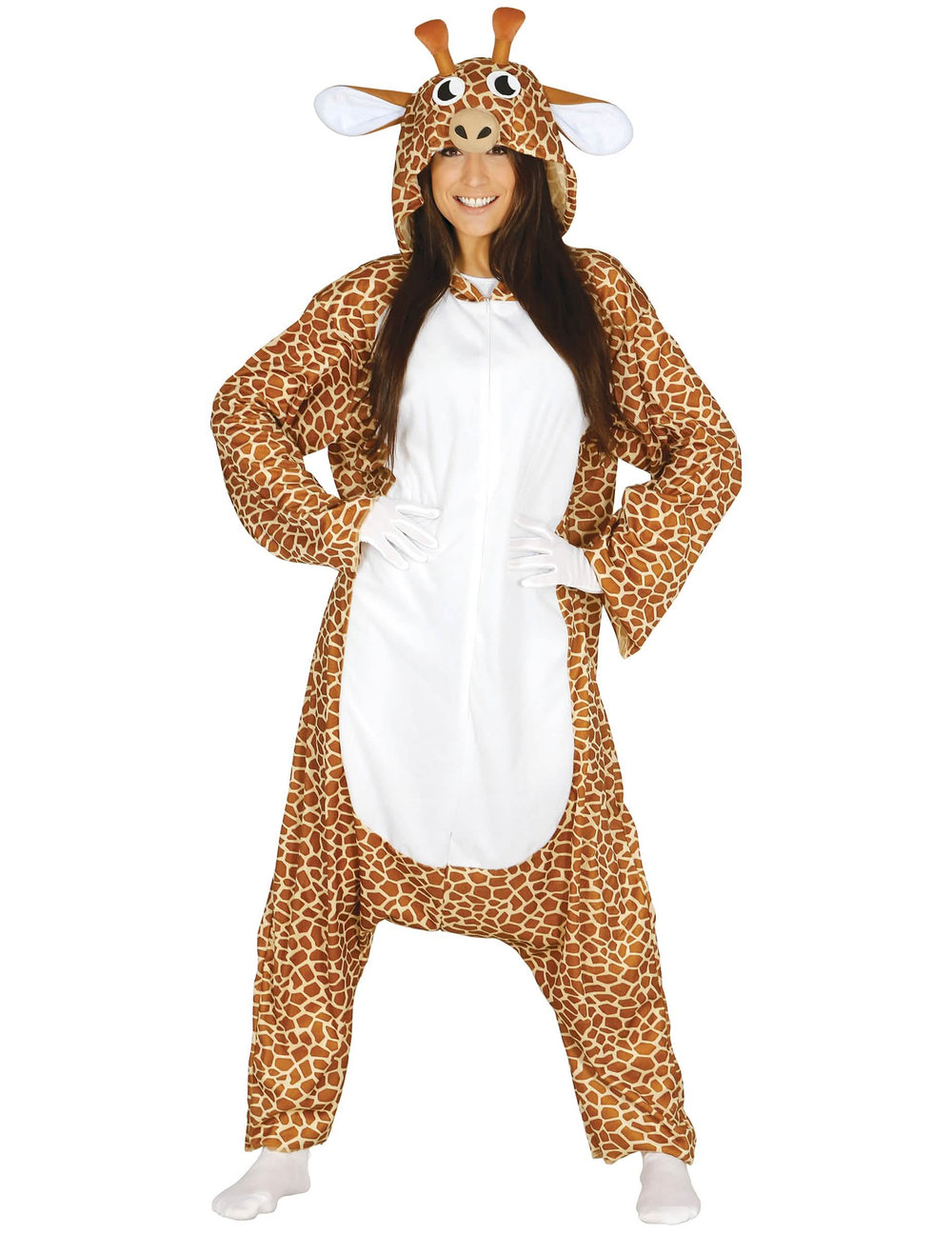 Kombination-Giraffen-Festkostüm für Erwachsene, Braun und Weiß gepunktet
