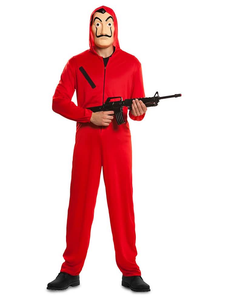 Verkleidungs-Overall und Maske La Casa de Papel für Erwachsene Rot