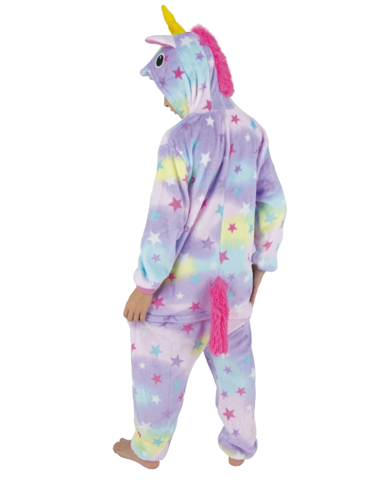 Vue de dos du déguisement combinaison licorne avec étoiles pour enfant