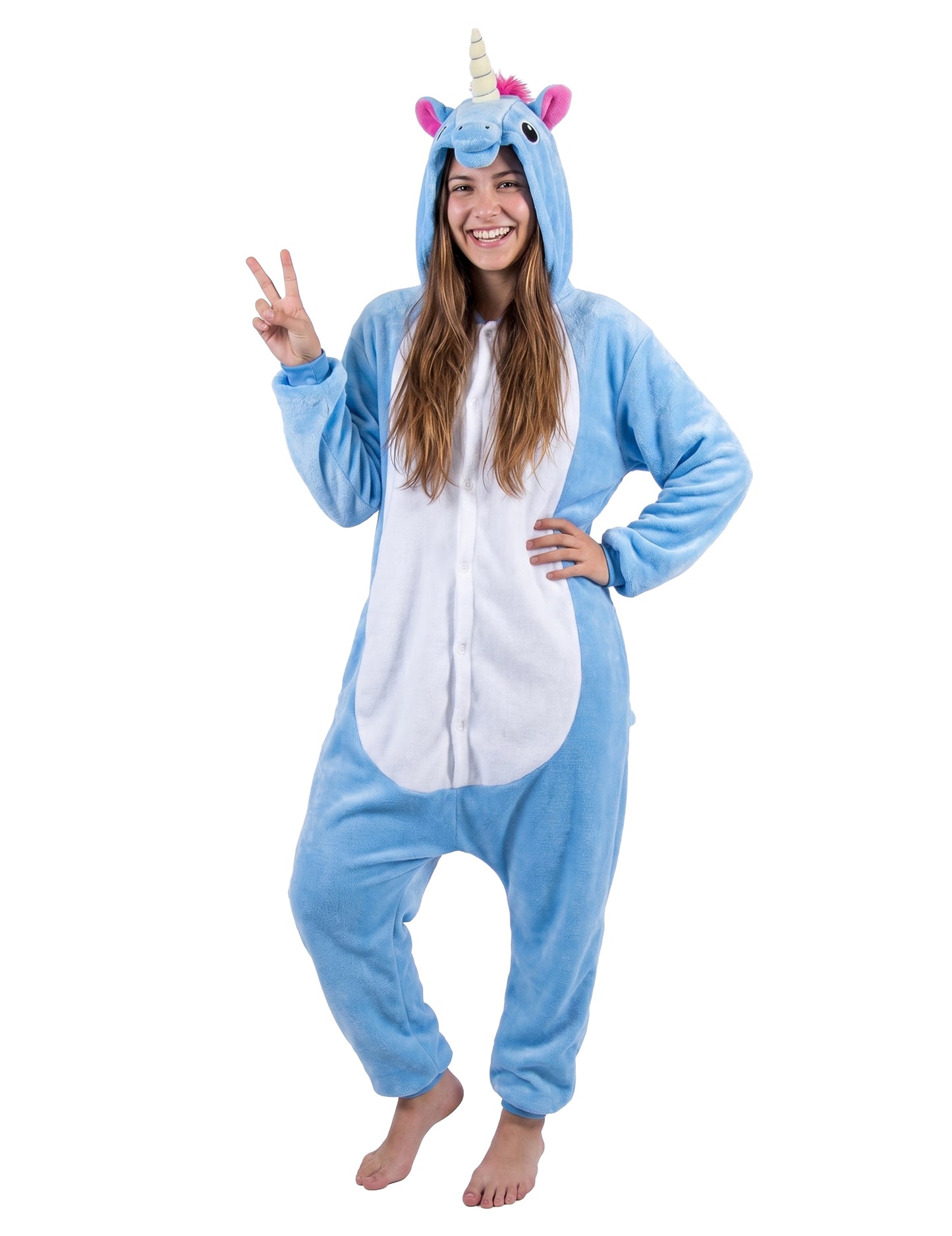 Déguisement combinaison licorne bleue adulte