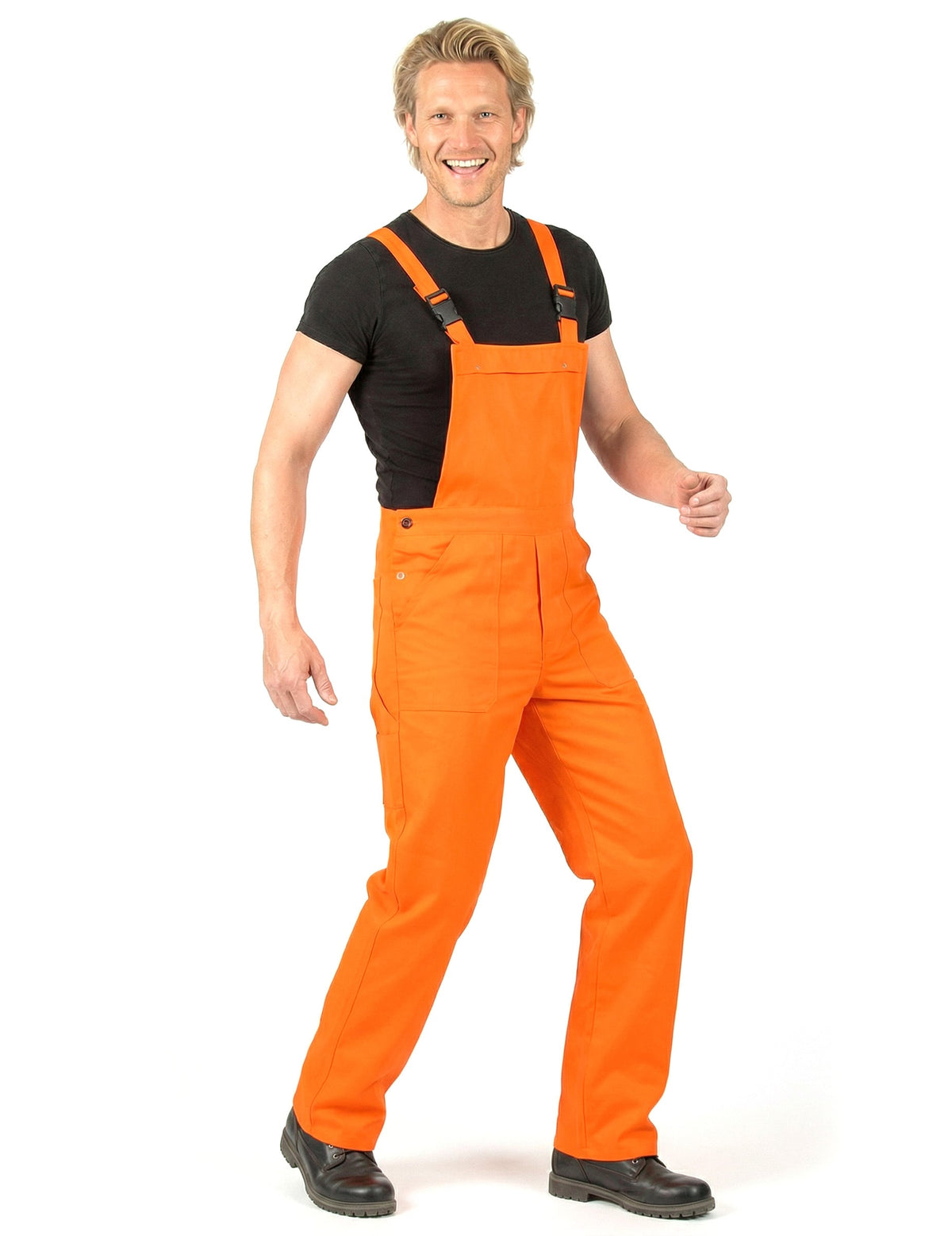 Neon-Latzhose Kostüm für Erwachsene orange