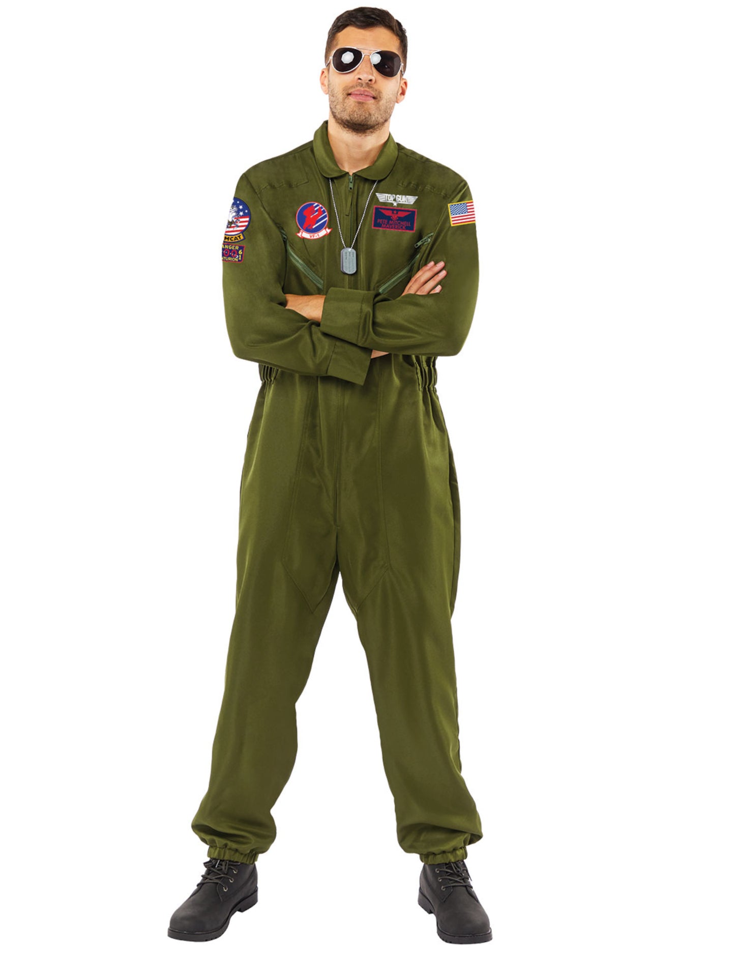 Vue de face en pied du déguisement combinaison Top Gun™