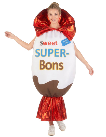 Sweet Super-Bons-Kostüm für Erwachsene Süßigkeit weiß-braun-rot