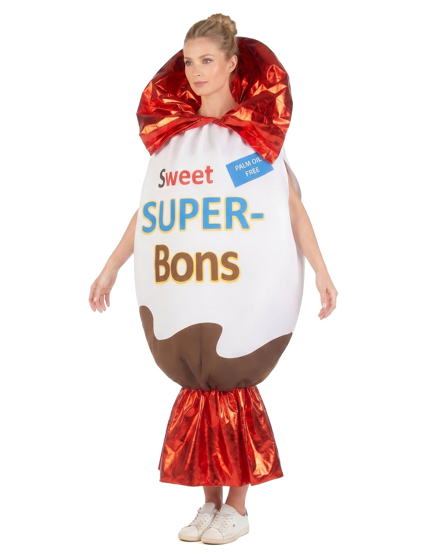 Sweet Super-Bons-Kostüm für Erwachsene Süßigkeit weiß-braun-rot