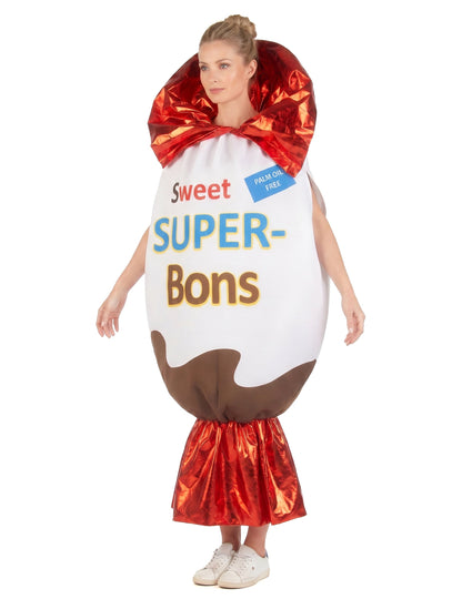 Sweet Super-Bons-Kostüm für Erwachsene Süßigkeit weiß-braun-rot