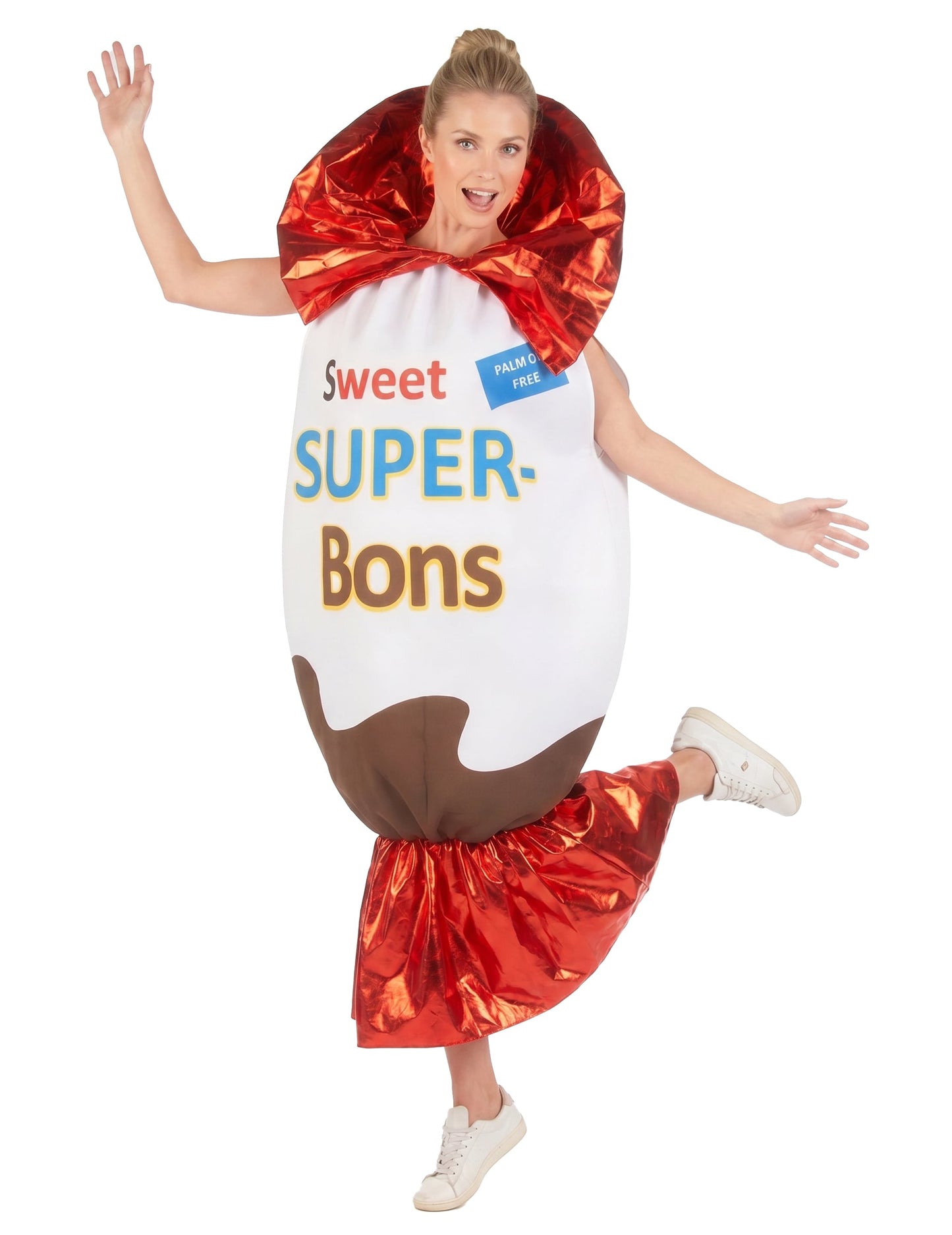 Sweet Super-Bons-Kostüm für Erwachsene Süßigkeit weiß-braun-rot
