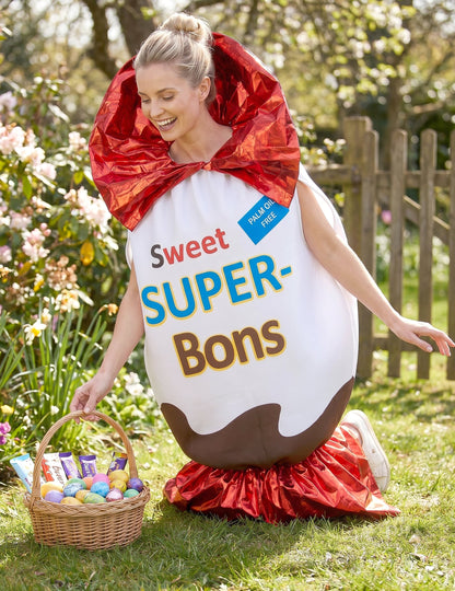 Sweet Super-Bons-Kostüm für Erwachsene Süßigkeit weiß-braun-rot