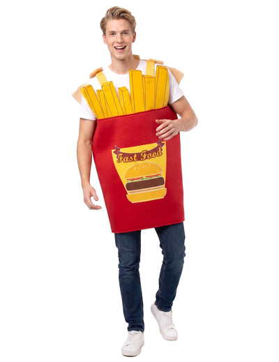 Pommes-Tüte Kostüm für Erwachsene rot-gelb