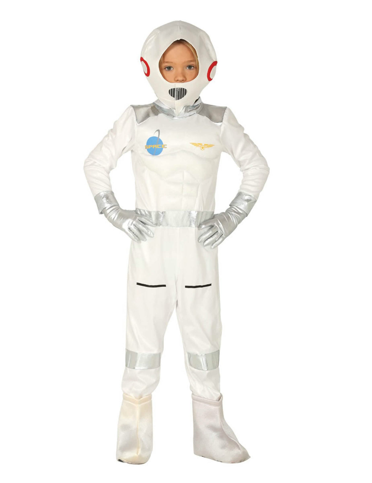 Déguisement cosmonaute pour enfant blanc et argent avec casque