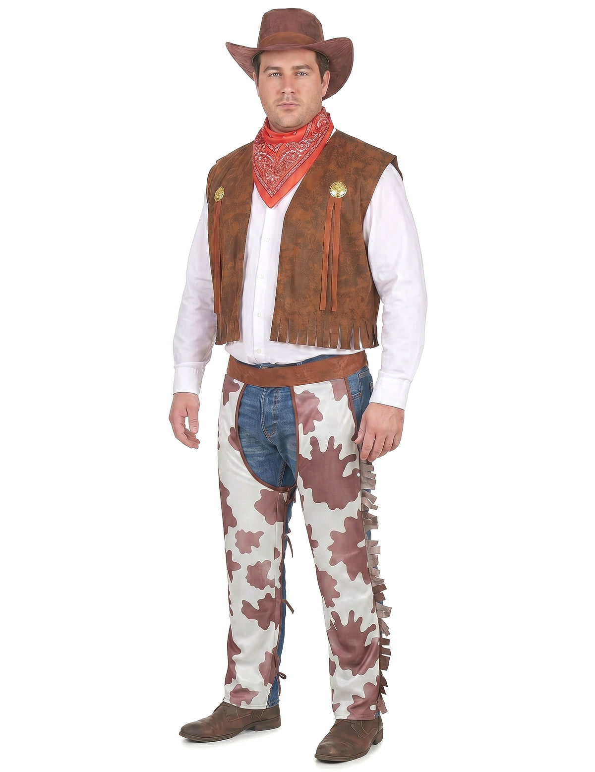 Cowboy-Kostüm für Herren braun-weiss