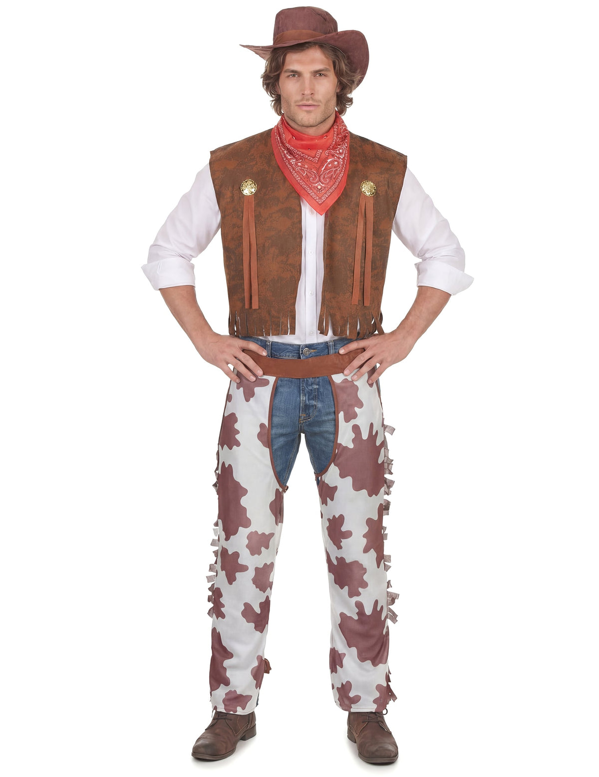 Cowboy-Kostüm für Herren braun-weiss