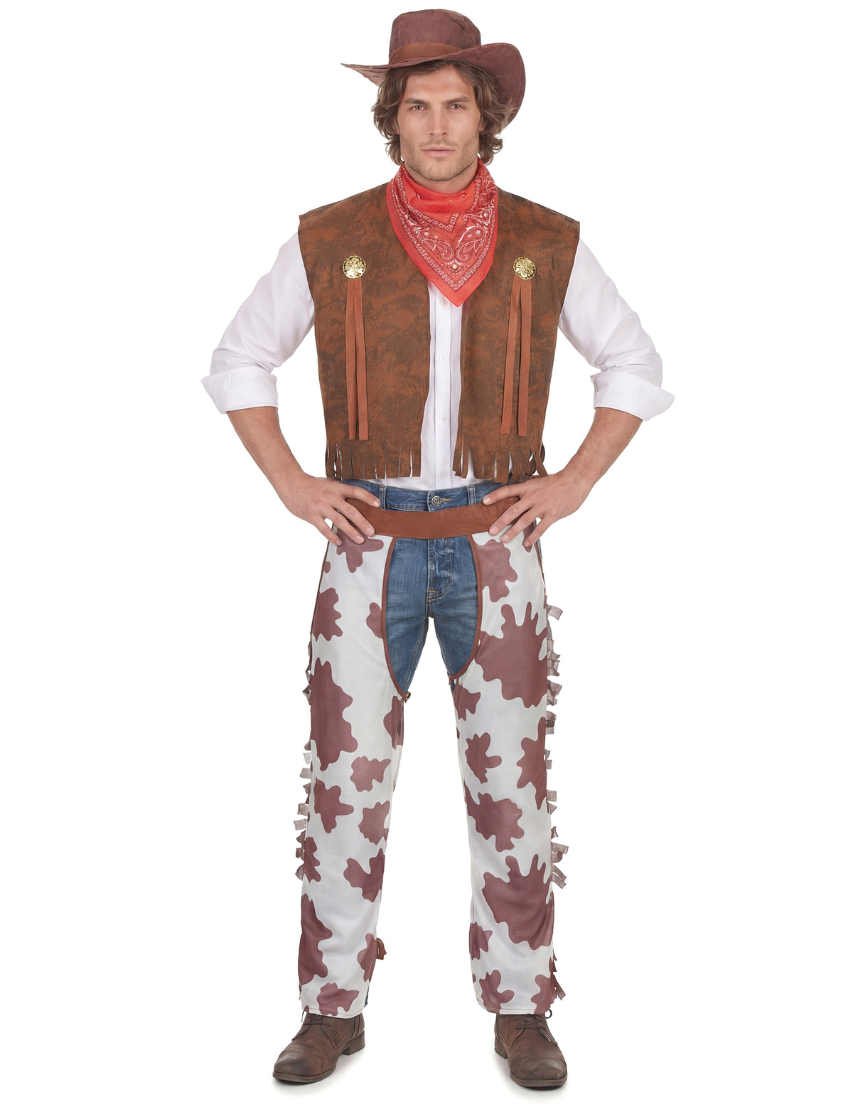 Cowboy-Kostüm für Herren braun-weiss