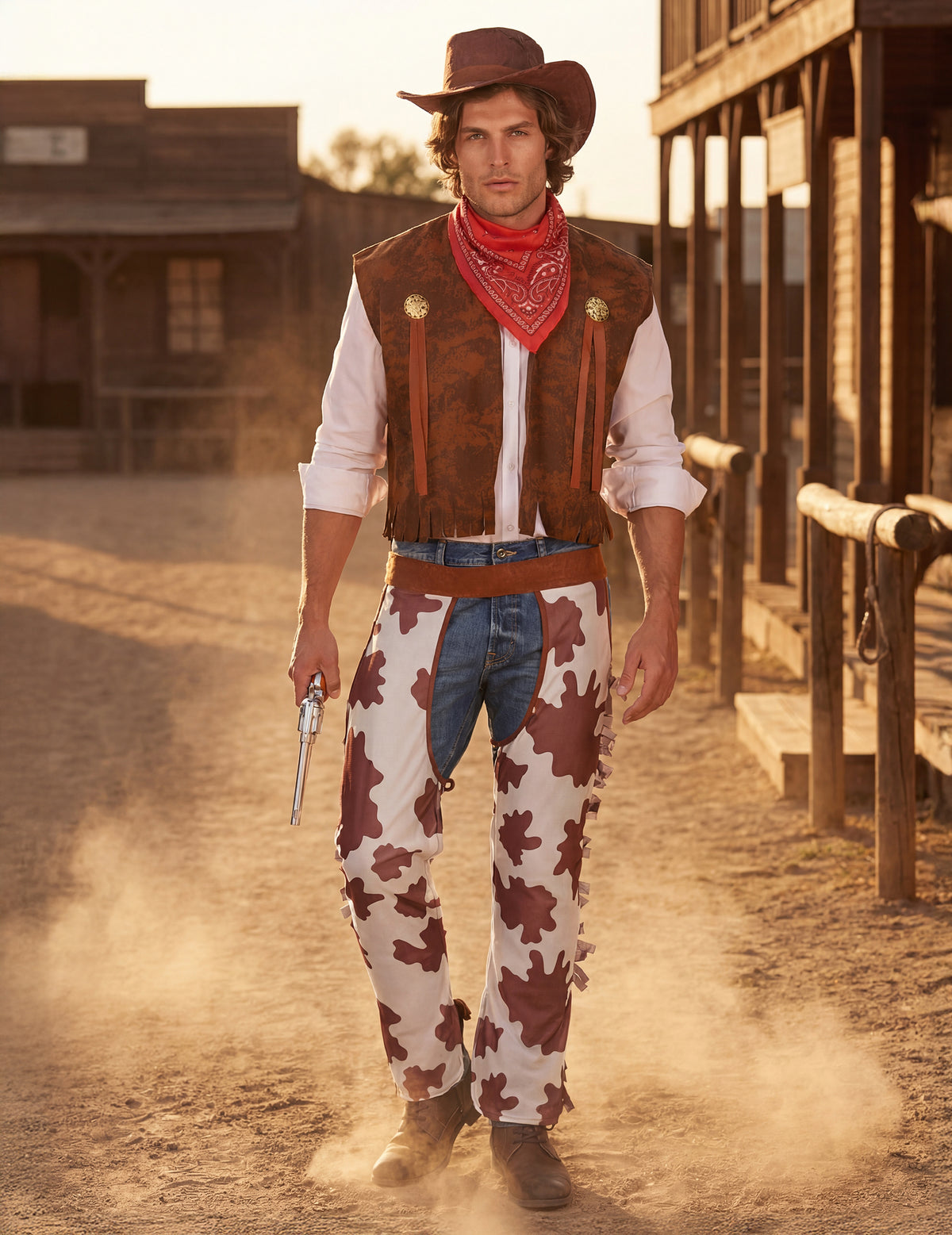 Cowboy-Kostüm für Herren braun-weiss