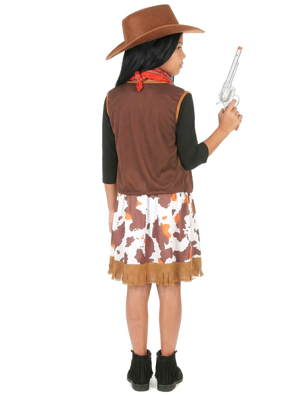 Rückansicht mit Schusswaffen des Cowboy-Kostüms aus dem Westen