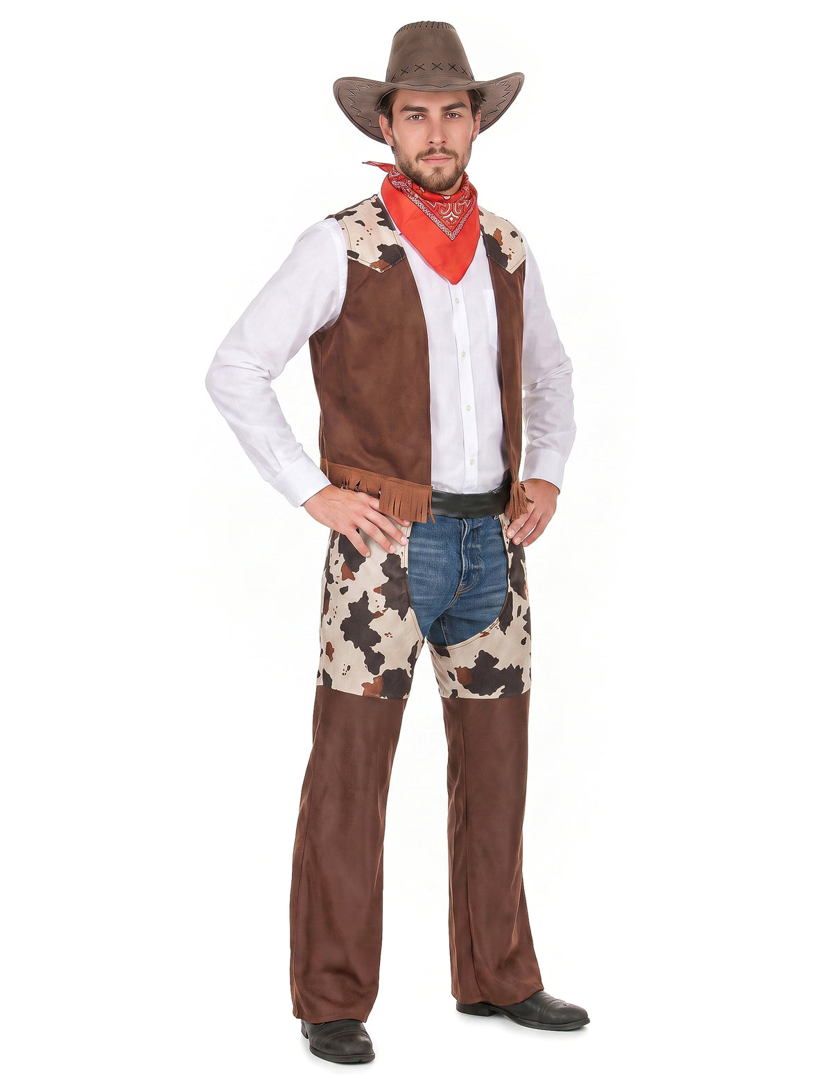 Western Cowboy-Kostüm für Herren braun-weiss