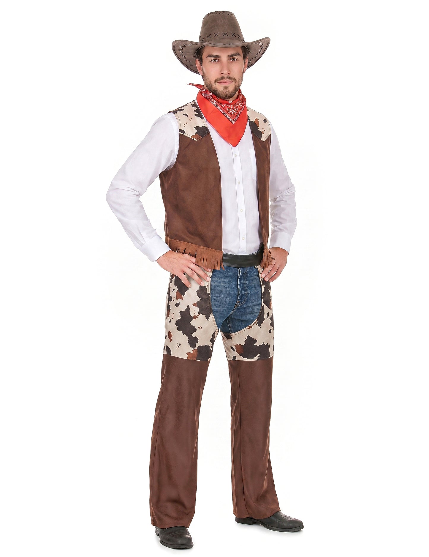 Western Cowboy-Kostüm für Herren braun-weiss