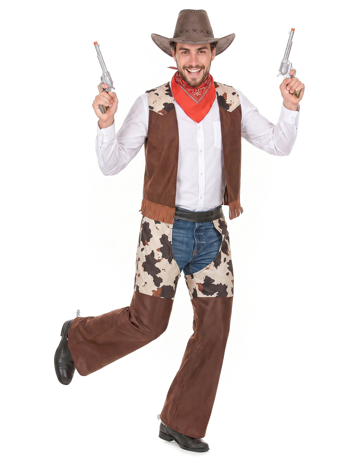 Western Cowboy-Kostüm für Herren braun-weiss