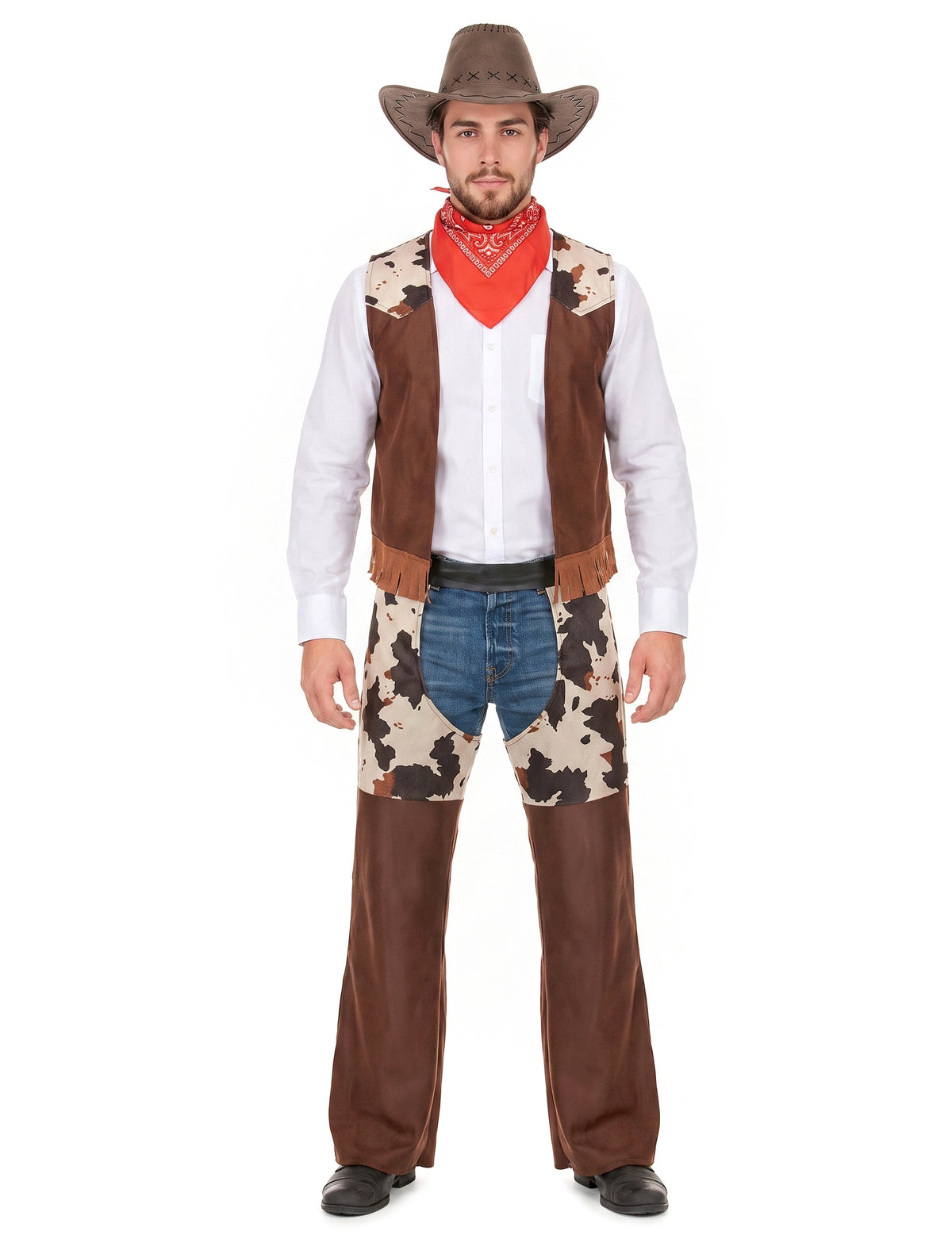 Western Cowboy-Kostüm für Herren braun-weiss