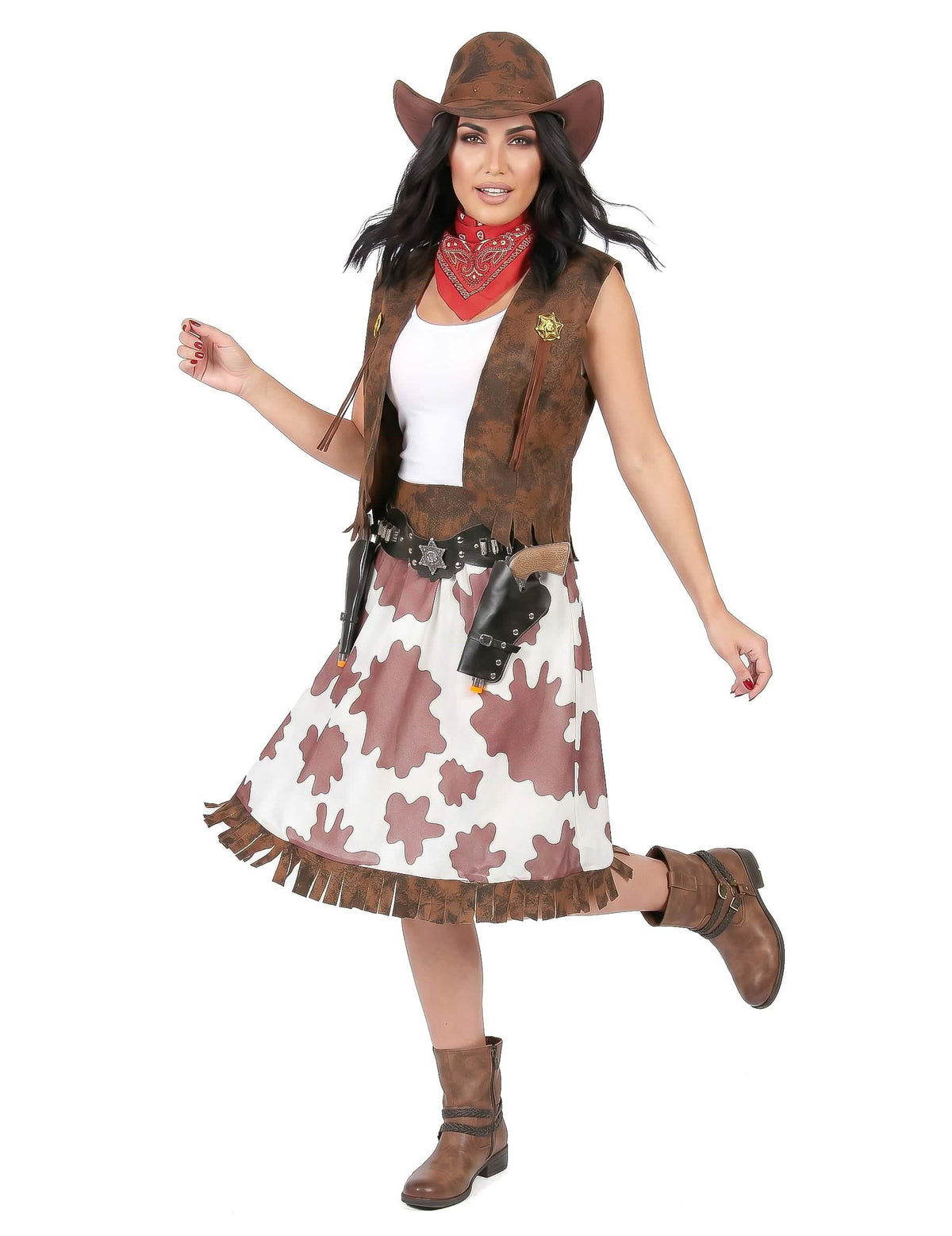 Geflecktes Cowgirl-Kostüm für Damen