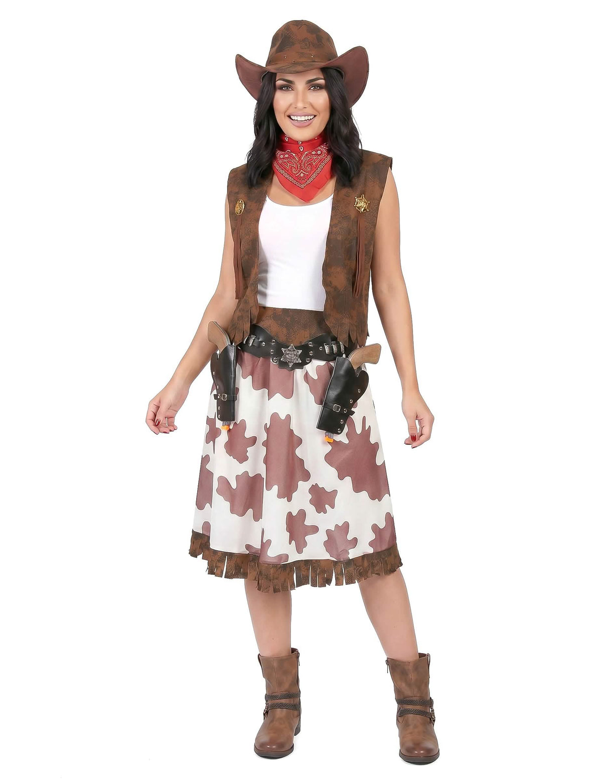Geflecktes Cowgirl-Kostüm für Damen