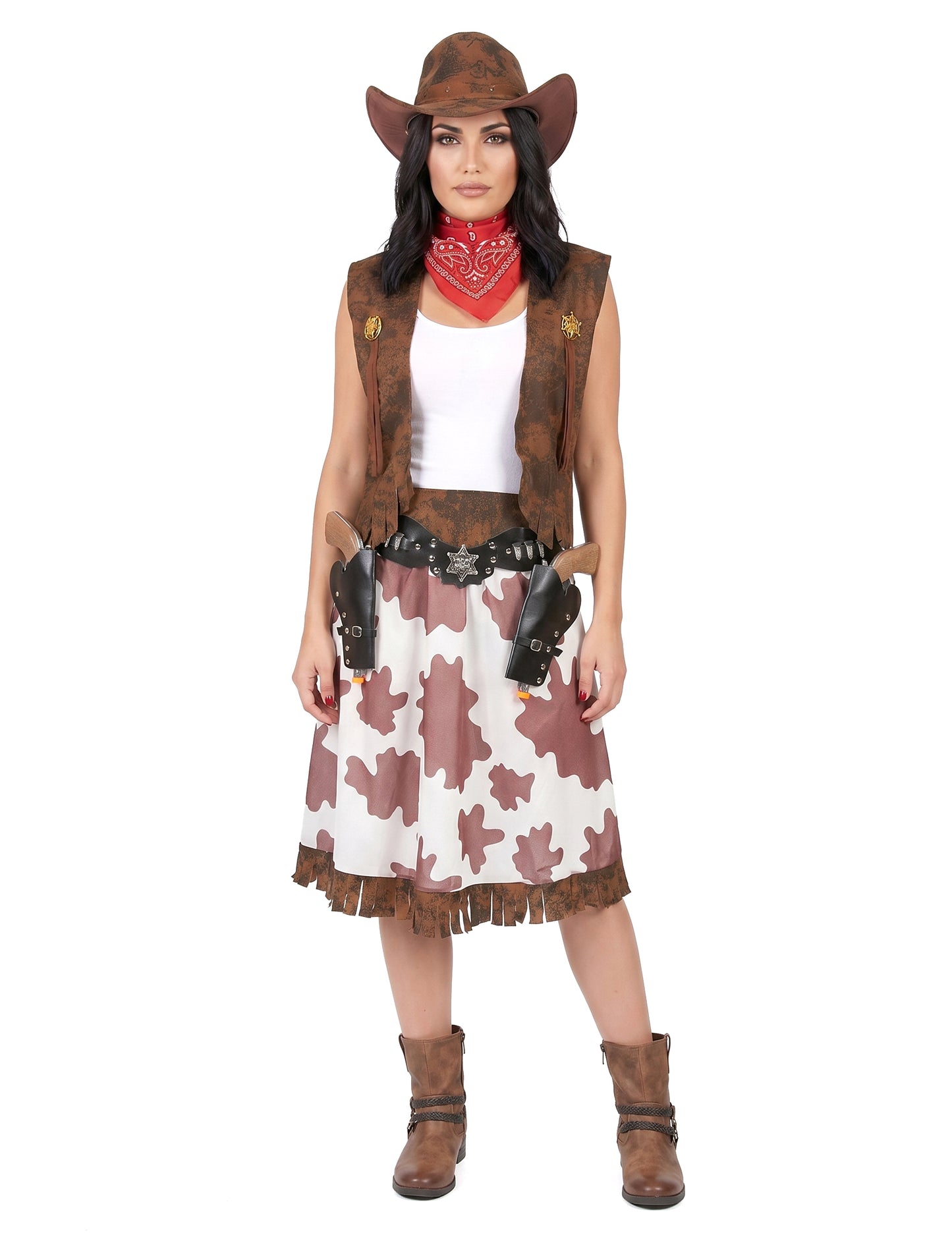 Geflecktes Cowgirl-Kostüm für Damen
